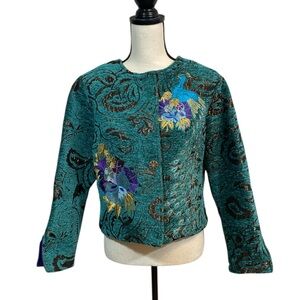Indigo Moon Vintage Metallic Chenille Peacock Jacket Medium